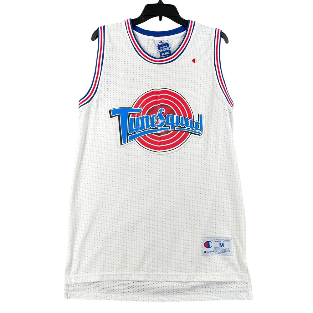 Vintage 90s Space Jam Champion Tune Squad Jersey Mens M Jordan White Basketball